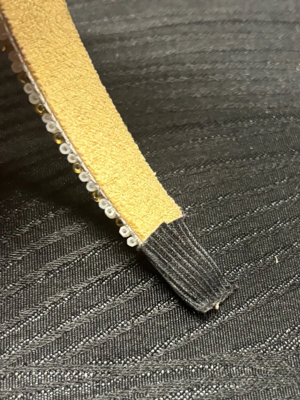 Padded Beaded Headband — Cream/Gold